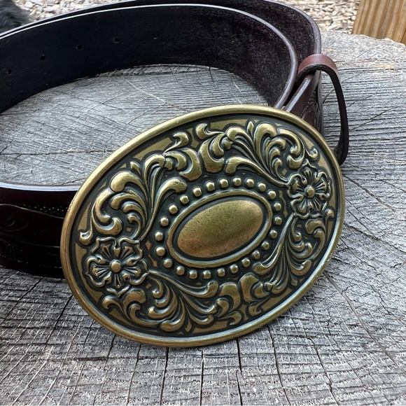 Express Western Style Genuine Leather Dark Brown Belt - Picture 2 of 8